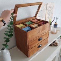 팔레트 티박스 원목 커피 캡슐 정리함 티백 약 보관함 칸 서랍 티백통 정리대 구급 상자