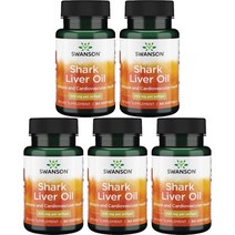 스완슨 Swanson Shark Liver Oil 상어간유 550mg 알킬글리세롤 스쿠알렌 함유 60정 5병, x, 1개