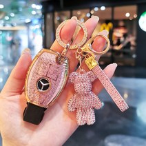 열쇠지갑 메르세데스 벤츠 키 커버 쉘 레이디스 버클 글라 백, N.모델 B 핑크 다이아몬드  골드 스타 다이아몬드 버