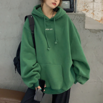 나루니 W05578 심플레터링 심플로고 여성후드티 오버핏 박시한후드티 프리사이즈