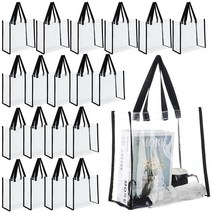 CDOKY 20피스 투명 토트백 경기장 승인 손잡이가 달린 PVC 투명 비닐 봉투 29.5 x 14.9 x 29.9cm(11.8 x 5.9 x 11.8인치) 대형 직장 및 스포