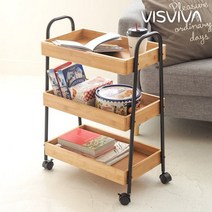 네이쳐 원목3단 주방 카트 왜건 이동식 트롤리