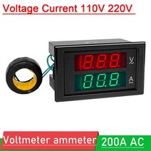 디지털전압계 AC 전압계 전류계 디지털 듀얼 디스플레이 110V 220V 200A 모니터 미터 W 변압기, 한개옵션0