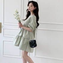 [바보사랑] 여성 하비즈 캉캉 스트랩 반팔 미니 원피스[디작소]