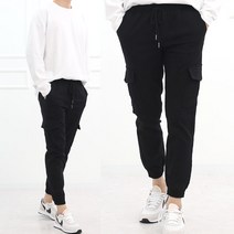 남자 밴딩 카고 조거 팬츠 봄 가을 데일리 스판 고무줄 건빵 주머니 면 빅사이즈 38 바지