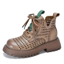 5CM 여름 부츠 레이스업 워커 엄마신발 펀칭 발편한 구멍 가죽 구두 마틴 B11