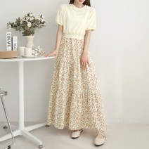 데이지 밴딩 원피스 3color / 레이어드 맨투맨 나염 롱원피스 쉬폰 여성용