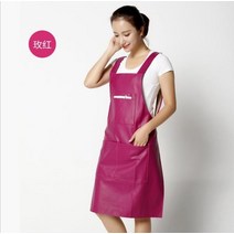 지지미앞치마 고사리 나물앞치마 요양보호사 네일아트 보육교사여름앞치마 pu 앞치마 가죽 조끼 디자인 여성 방수 및 기름 방지 주방 요리 가운 성인 턱받이 허리 앞치마, 장미빛, 한 사이즈