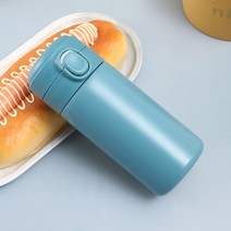 KNVST 이층 스텐 보온병 대용량 등산용 진공 휴대용 가벼운 원터치 텀블러, 푸른 색1, 420ml