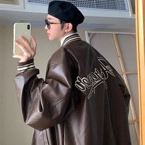 ZDD 남성용 레더 야구자켓 PU 집업 잠바 점퍼 블루종 오버핏 빅사이즈 봄가을