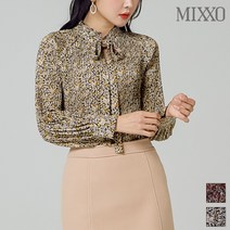 미쏘 플라워 플리츠 리본타이 블라우스 MIWBL9V13S