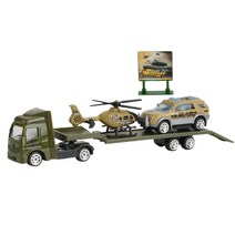GHSHOP 1/64 스케일 견인 트럭 교육 완구 마찰 구동 장난감 크레인 트레일러 견인 트럭 소녀 소년 어린이 유아 3, 알루미늄 합금, 녹색