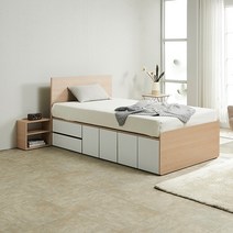 퍼즐 멀티 높은 2단서랍침대 SS (서랍우측형1+도어2), 메이플화이트