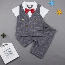 트렌디한아빠 아이 여름 조끼정장 반바지 반팔 하객룩 돌잔치 생일 특별히 차려입는 멋진아이