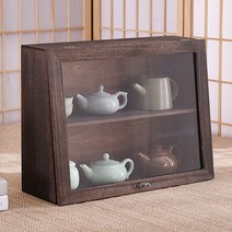 원목 엔틱 그릇장 장식 주방 수납장, 다크 우드