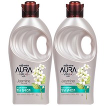 LG생활건강 샤프란 AURA VIRUX 향균 실내건조 섬유유연제 1L / 고농축, 프레쉬자스민, 2통
