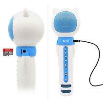 듀엣가능 블루투스 노래방마이크 스피커 대용량베터리/블루투스노래방마이크/블루투스마이크/휴대용노래방/스피커/마이크, 블루화이트