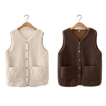 한수위 여성용 뽀글이 후리스 베스트 조끼 2종 세트