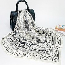 화이트 블랙 미디움 스카프 사각 롱 명품
