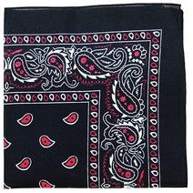 Mechaly XL 페이즐리 면 프린트 반다나 4개 팩 - 68.6 x 68.6cm(27 x 27인치) 블랙 및 레드, Black Red