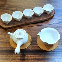 횡파 연 백자 5인 전통다기세트 다도세트 전통찻잔 선물용 고급다구