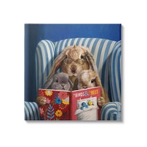 Stupell Industries Rabbit Family Reading Book Birds & Bees 안락의자 Lucia Heffernan 디자인, 24 x 24, Farmhouse