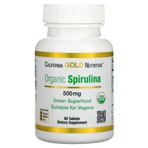 California Gold Nutrition 캘리포니아 골드 뉴트리션 오가닉 유기농 스피룰리나 500mg 60정, 180정