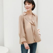 [자체제작] S37 브이넥프릴 긴팔이중소매 스판 바스락블라우스