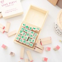 다꾸용 우드 스탬프 도장놀이 25종 세트, 러브