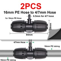 정원 용품 Durable 16mm PE Water Connector to 8/11mm 4/7mm 3/5mm Drip Irrigation Tubing Tee Coupling, 02 B-2PCS