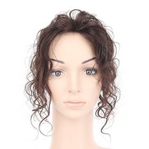 [W2047] 슈퍼 반달 모노망 볼륨 웨이브 가발, 망:11cm×11cm / 25cm, 진한갈색