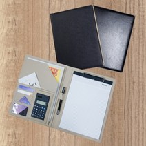 메가온 가죽 결재판 서류판 A4 클립보드 결재서류 받침대, 무광 블랙