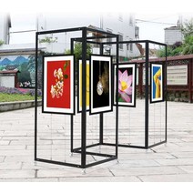 전시가벽 프레임 철제 전시좌대 파티션 그림 타공판, 두껍고 가중 1 x 2 m (와이어 로프)