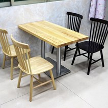 원목테이블체어 윈저체어 오크솔나무카페 밀크티샵 디저트샵 상담 캐주얼 스낵테이블체어조합, 05. 120x60cm 오크 원목색 블랙 스탬핑