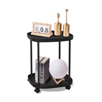 마벨인홈 다용도 무빙 트롤리 보조 테이블 선반 2단, 블랙