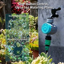 RAINPOINT 물 타이머 디지털 프로그래밍 가능(12x12) 7일 호스 타이머 144 야외 정원 잔디 용 물 공급 계획 원터치 설정 수동/자동 스프링클러 타이머 파란색, Water timer 1 zone