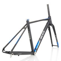 KOOZER CX5000 알루미늄 합금 프레임 탄소 포크 CX 자갈 오프로드 자전거 도로 디스크 브레이크 세트, 54cm, Blue Frame and fork_54cm
