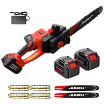 21V 16인치 무선 충전식 전기톱 독일 기술 초경량 벌목 체인톱 전동톱 나무톱 세트, 듀얼 대용량 배터리 (체인 4개 가이드 2개), 1개