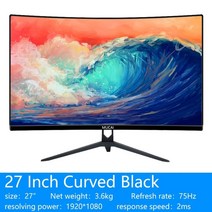 컴퓨터 모니터 mucai 2427 인치 곡선 모니터 75hz 데스크탑 pc lcd 게임, 27 커브드 블랙