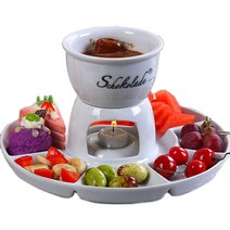 초코퐁듀 초콜릿 멜팅기 퐁듀냄비 업소 초콜릿만드는기계 치즈 템퍼링머신 스텐 홈파티 세라믹 퐁듀기계, 양귀 냄비 트레이 세트