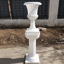 스몰 웨딩 홀 장식 소품 꽃 조화 로마 기둥 화분 파티, 65cm 흰색 화분