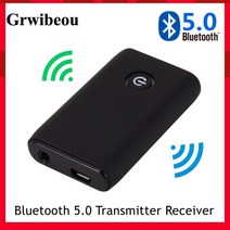 블루투스 수신기 리시버 Grwibeou-2 인 1 무선 블루투스 5.0 송신기 수신기 TV PC 자동차 스피커용 충전식, 01 Boxed