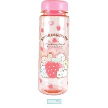 스미코 구라시 물통 직접 마시기 클리어 병 워터 병 500ml 선엑스 딸기 페어 세트(클리어 병 이름 씰)