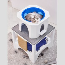 고양이 원목 캣타워 산토리니 풀하우스 자작나무 고무나무, 풀하우스_화이트, 완조립배송(+2만원별도)