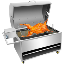 자동 회전 대형 통구이 기계 바비큐 통돼지 그릴 업소, 150x80 무연 내부확인가능 자동 통구이기계