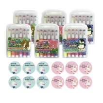 날쌘거북이 12색 스탬프 팡팡 브러쉬 컬러펜 3종 세트, 팽귄 .강아지. 토끼, 6세트