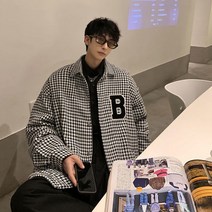 JBzm-shop남성 자켓 하운드투스 체크 상의 고급 코트 베스트