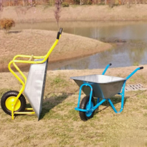 외바퀴 농업용 농장 외륜 사료 손수레 구루마 운반, 노란색 외발형 + 공기 타이어