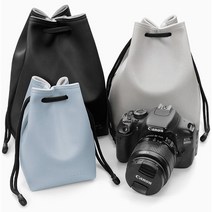 BOONA 캐논 소니 니콘 후지 미러리스 DSLR 필름 카메라 가죽 파우치, 그레이, L