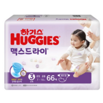 하기스 NEW 맥스드라이 기저귀 아동공용 중형 3단계(7~11kg) 밴드형, 131매
